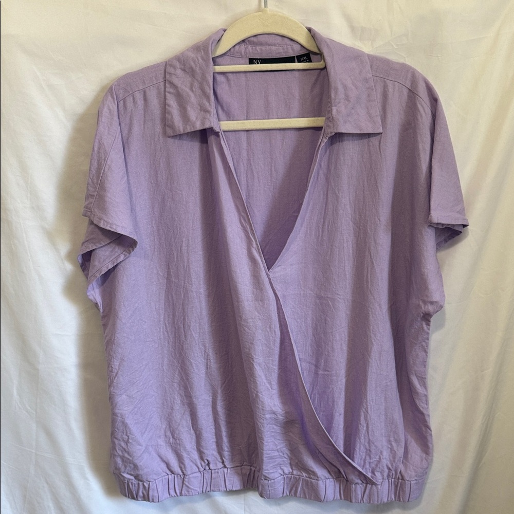 New York & Company Light Purple Wrap Blouse XXL
